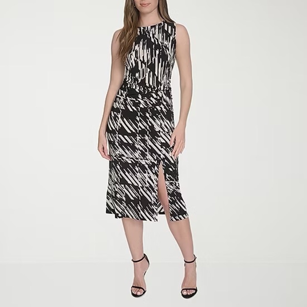 NWT Marc New York Black Multi Women's Sleeveless Midi Dress Size 16